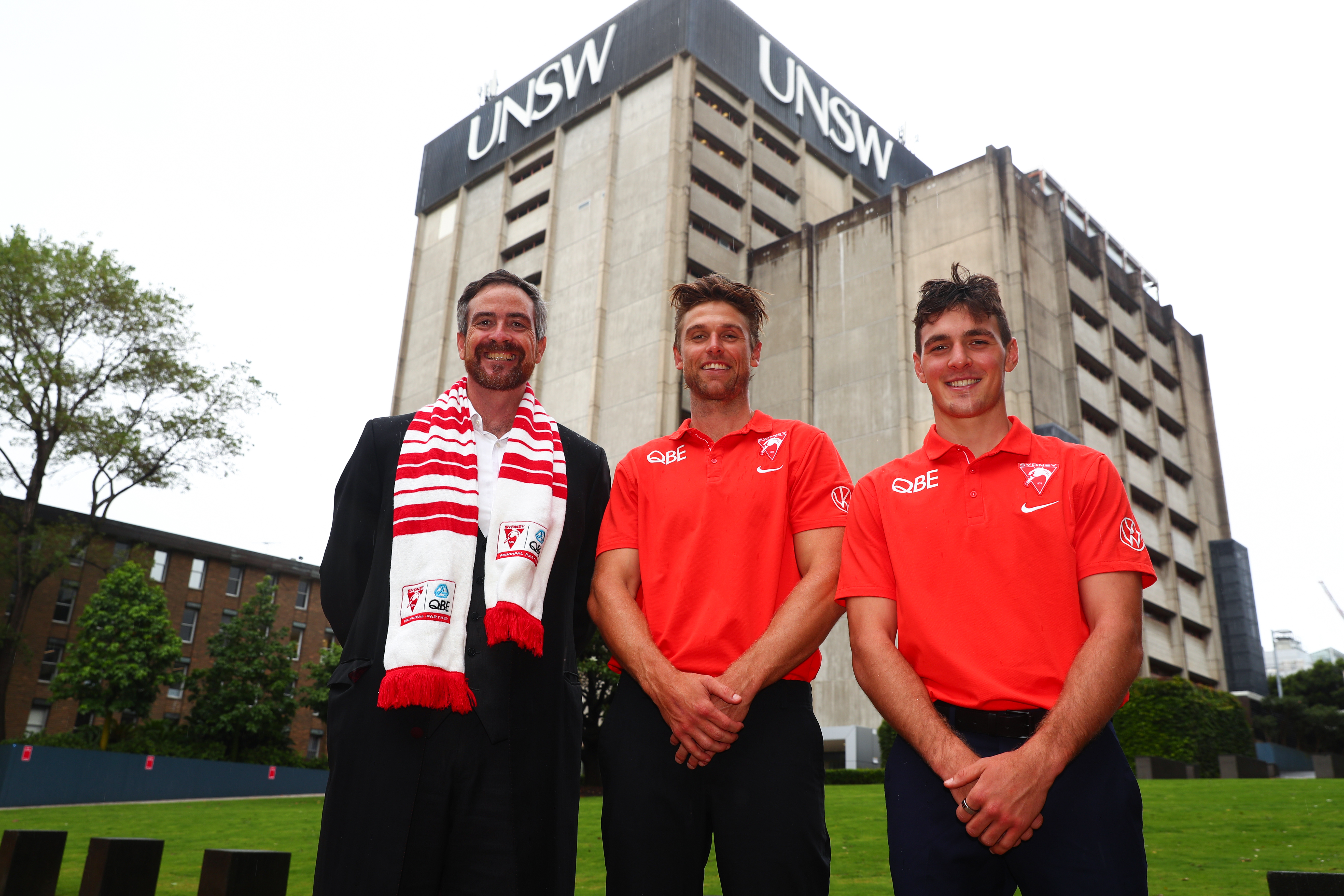 Dane Rampe and Errol Gulden with Vice Chancellor and President Attila Brungs