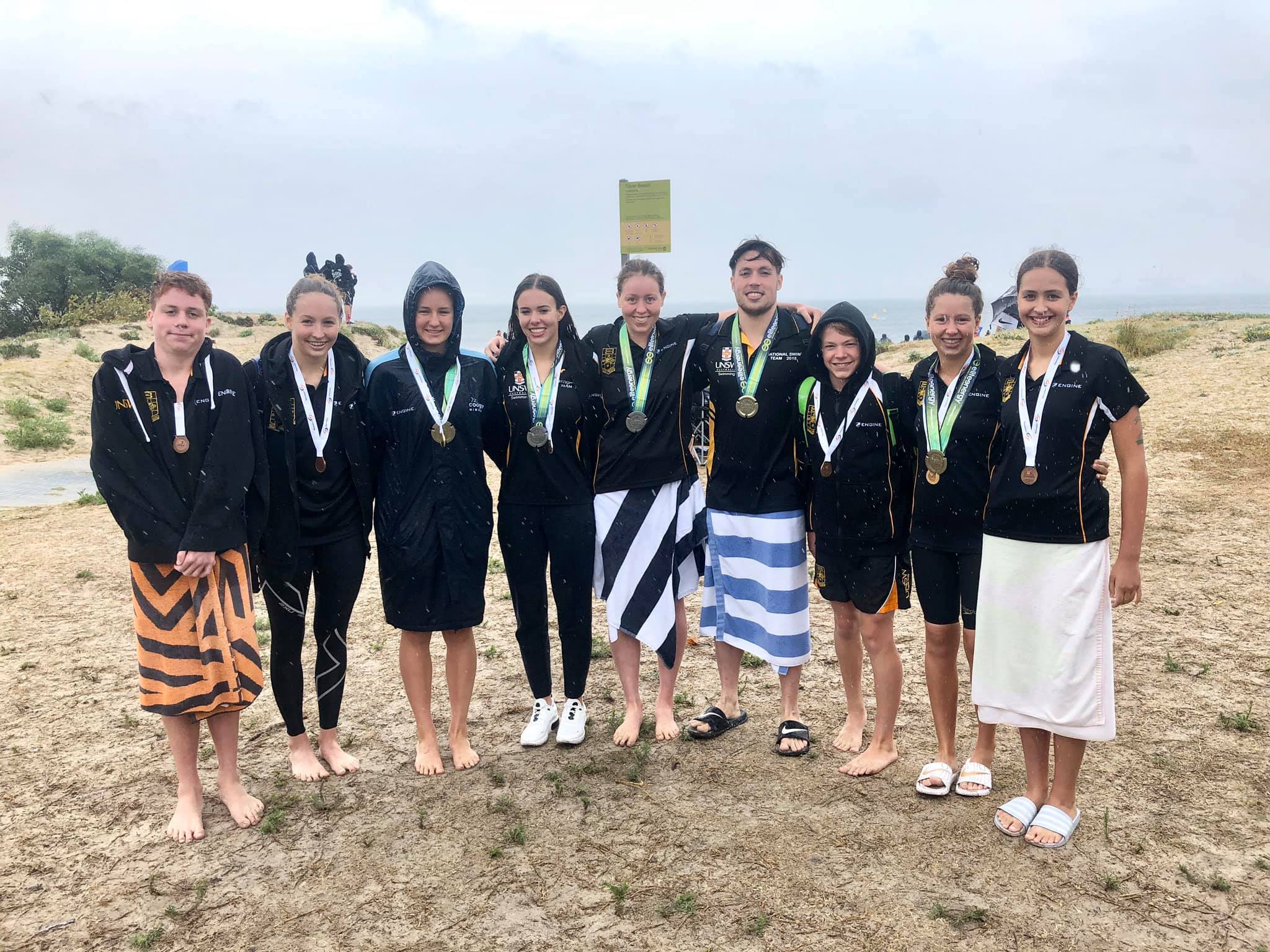 The UNSW Open Water medallists from the event at Kurnell last weekend.