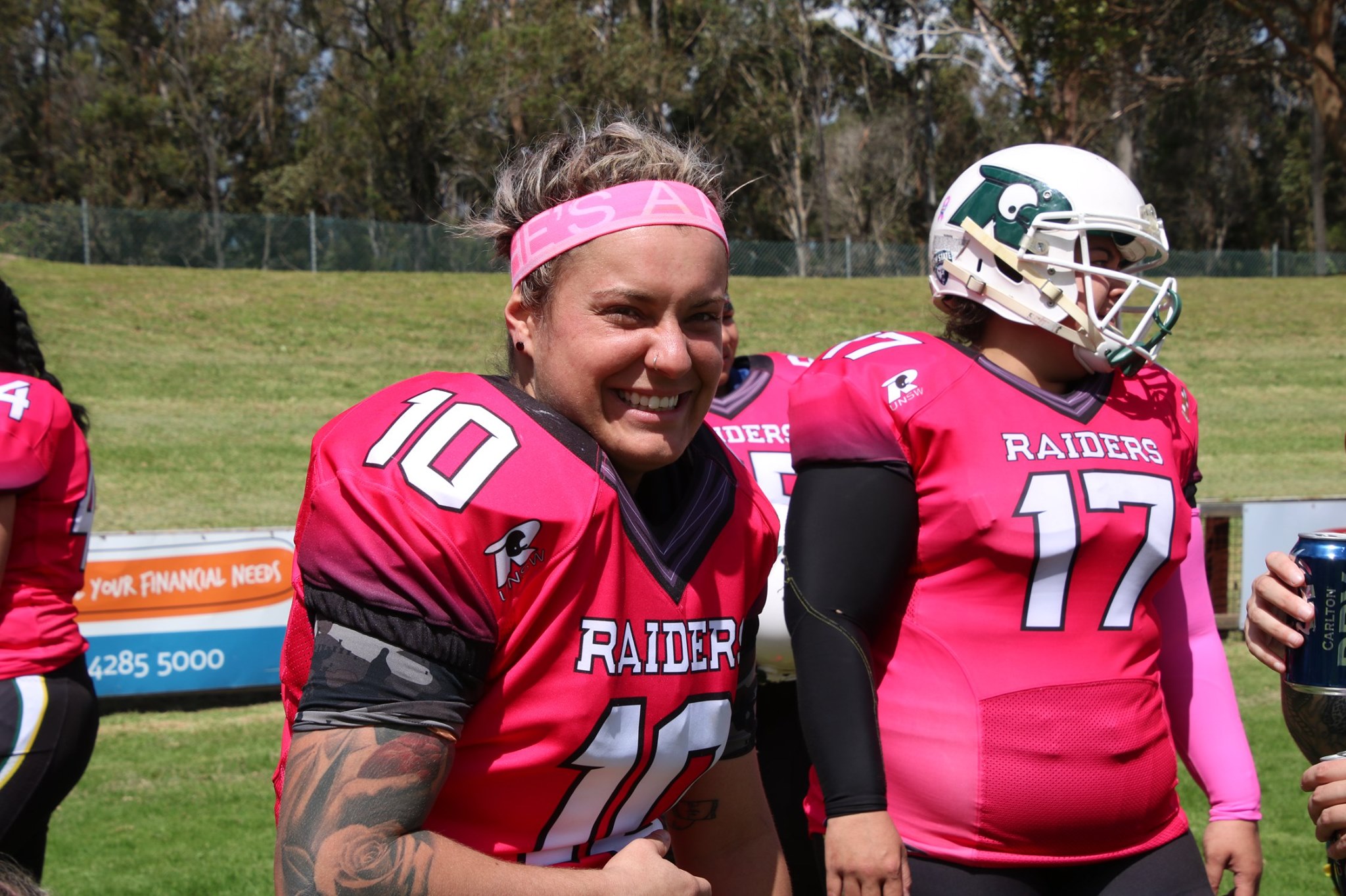 The UNSW Raiders women's team wore specially created pink jerseys to raise money for the McGrath Foundation