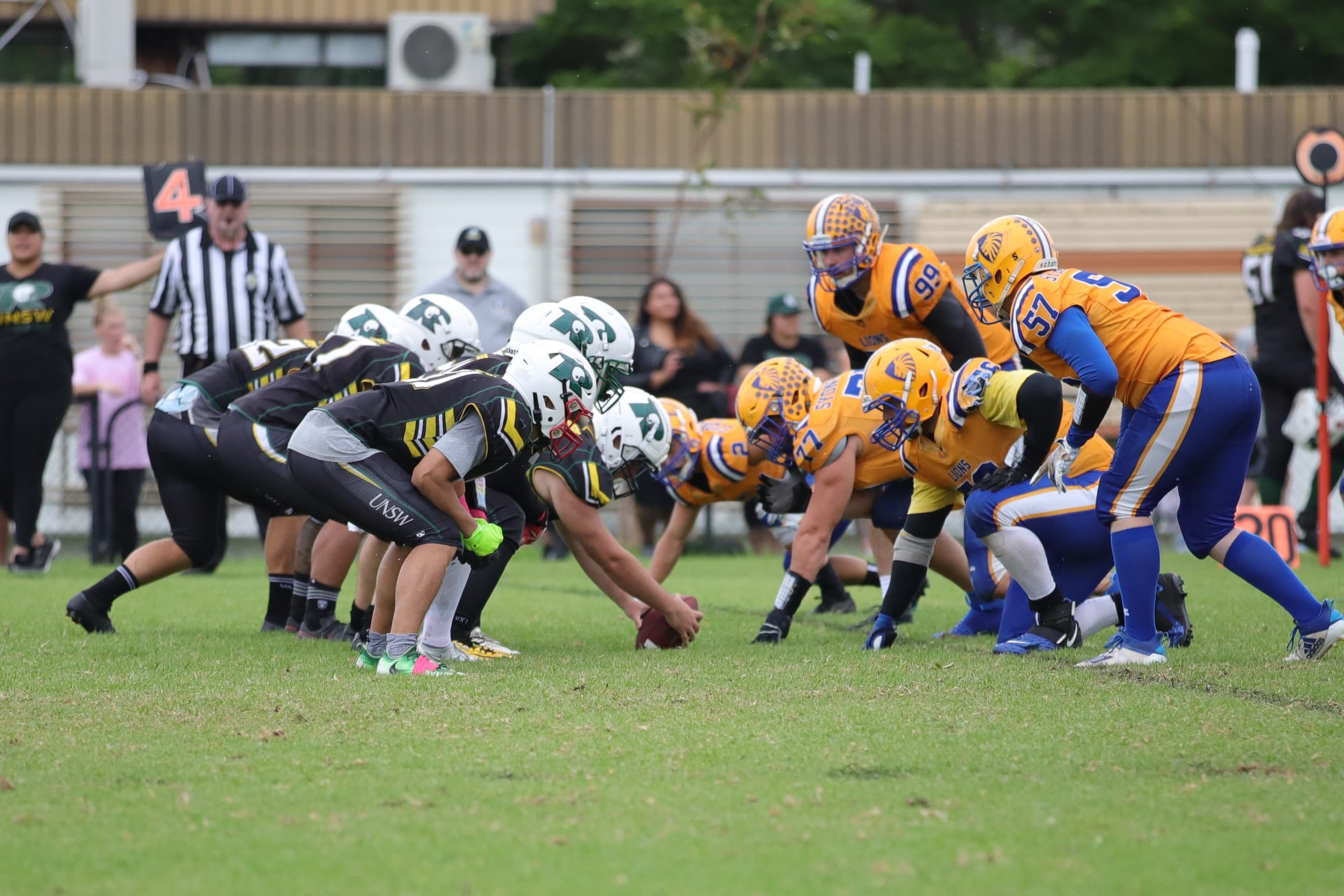 Members of UNSW Raiders and Sydney Uni gridiron teams during their preliminary final