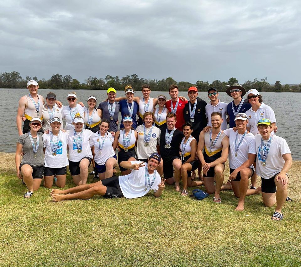 UNSW Rowing Club with medals from Taree Regatta