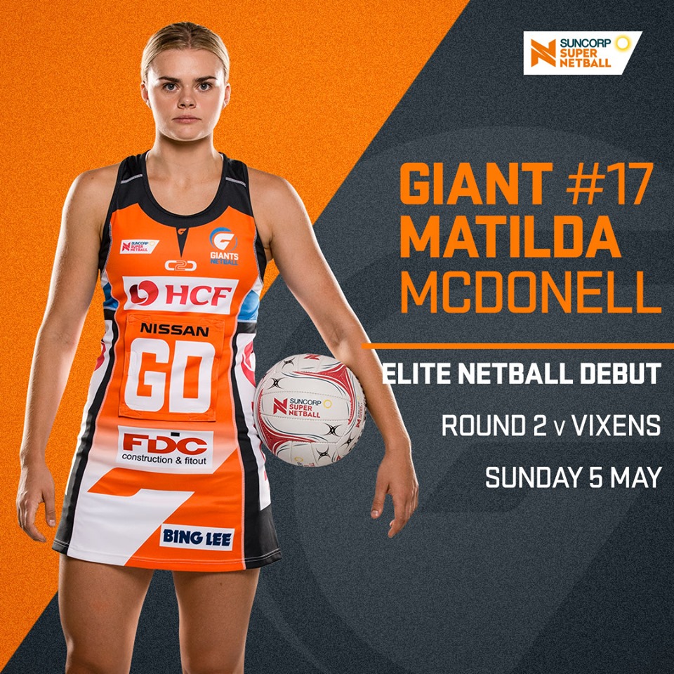 Matilda McDonell made her Super Netball debut on the weekend
