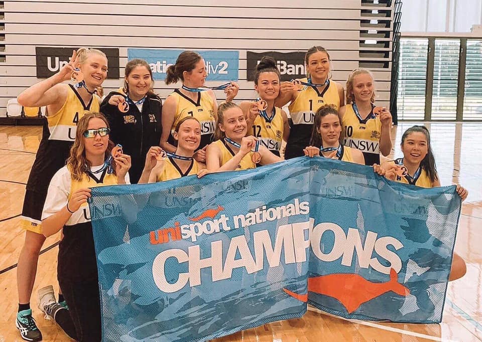 UNSW women's basketball team with their bronze medals.