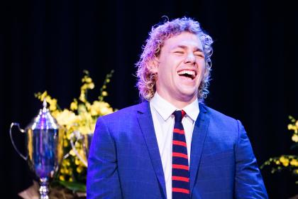 Ned Hanigan participates in a Q&A session at the 2019 UNSW Blues Dinner and Sport Awards