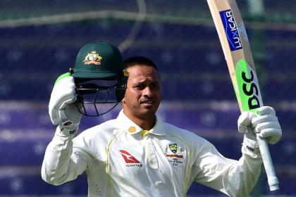 Usman Khawaja scores the first of his two hundreds in Pakistan (Credit - AFP).