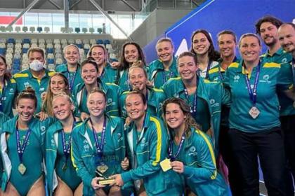 Australia's gold medal winning water polo team at the World League Intercontinental Cup in Peru, (Credit: Water Polo Australia).